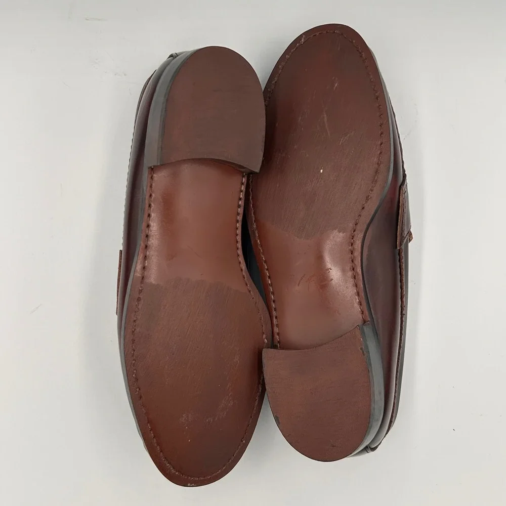 Bass Burgundy Leather Penny Loafers Oxblood Dress Shoes Mens 10 EE Re-Soled